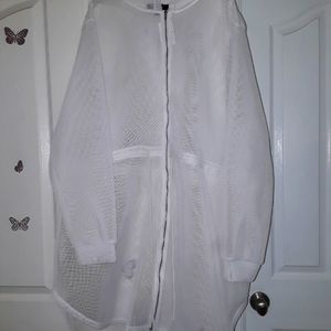 White Mesh High Low Jacket 2X